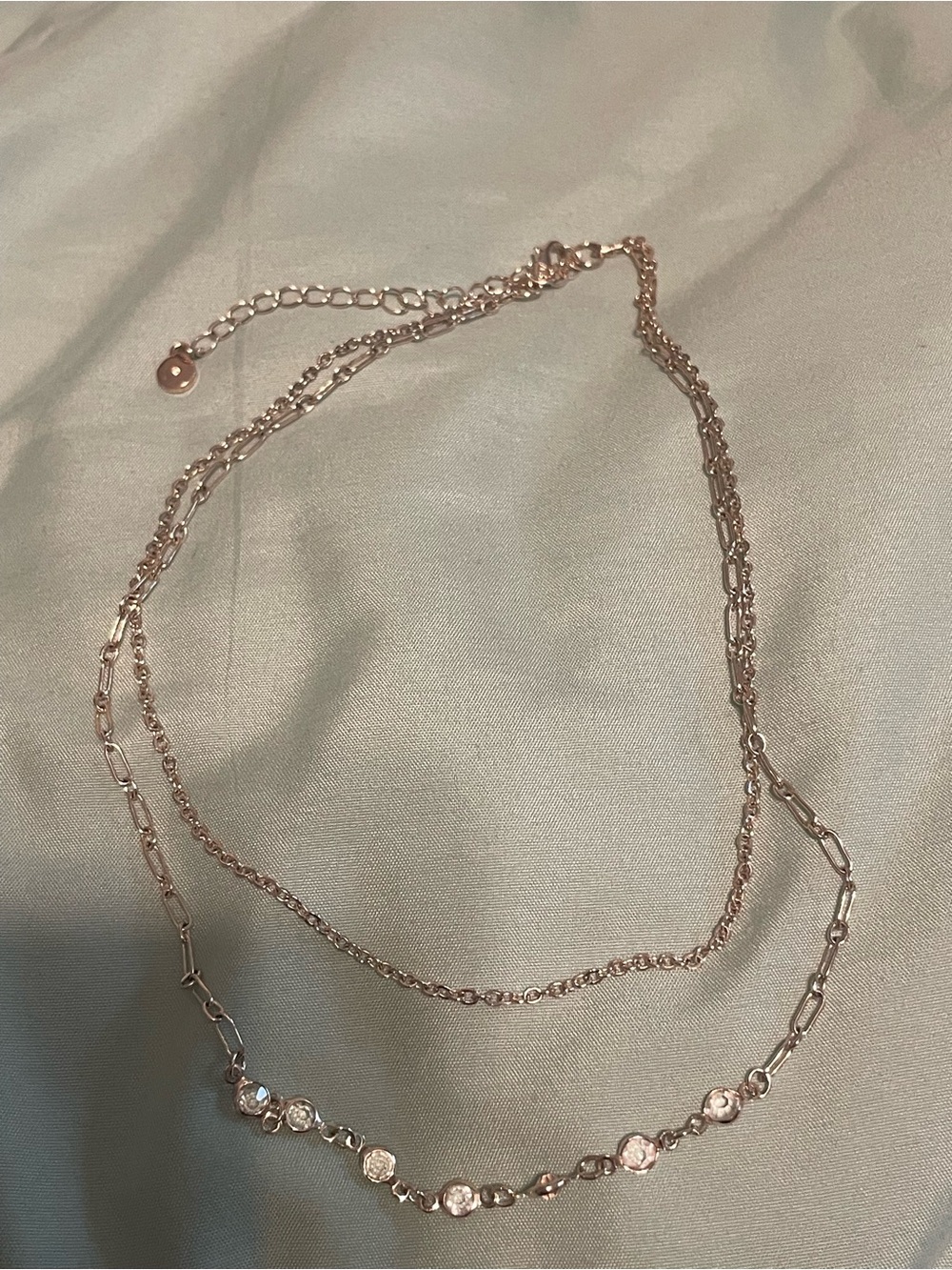Rose Gold Double-Layer Crystal Station Necklace